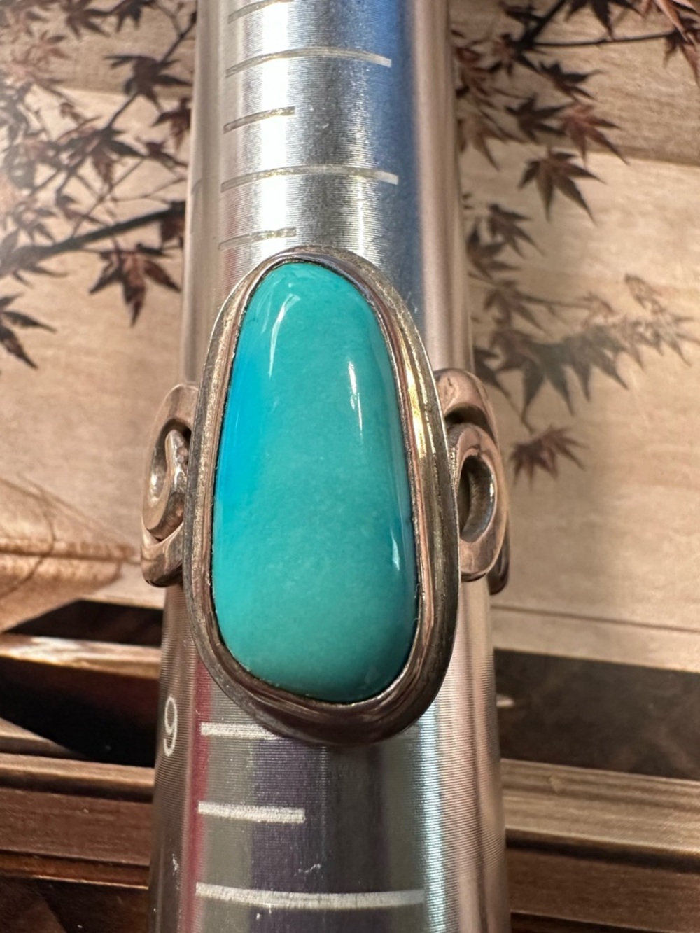 Sterling Silver Teardrop Turquoise Ring - Blue Green